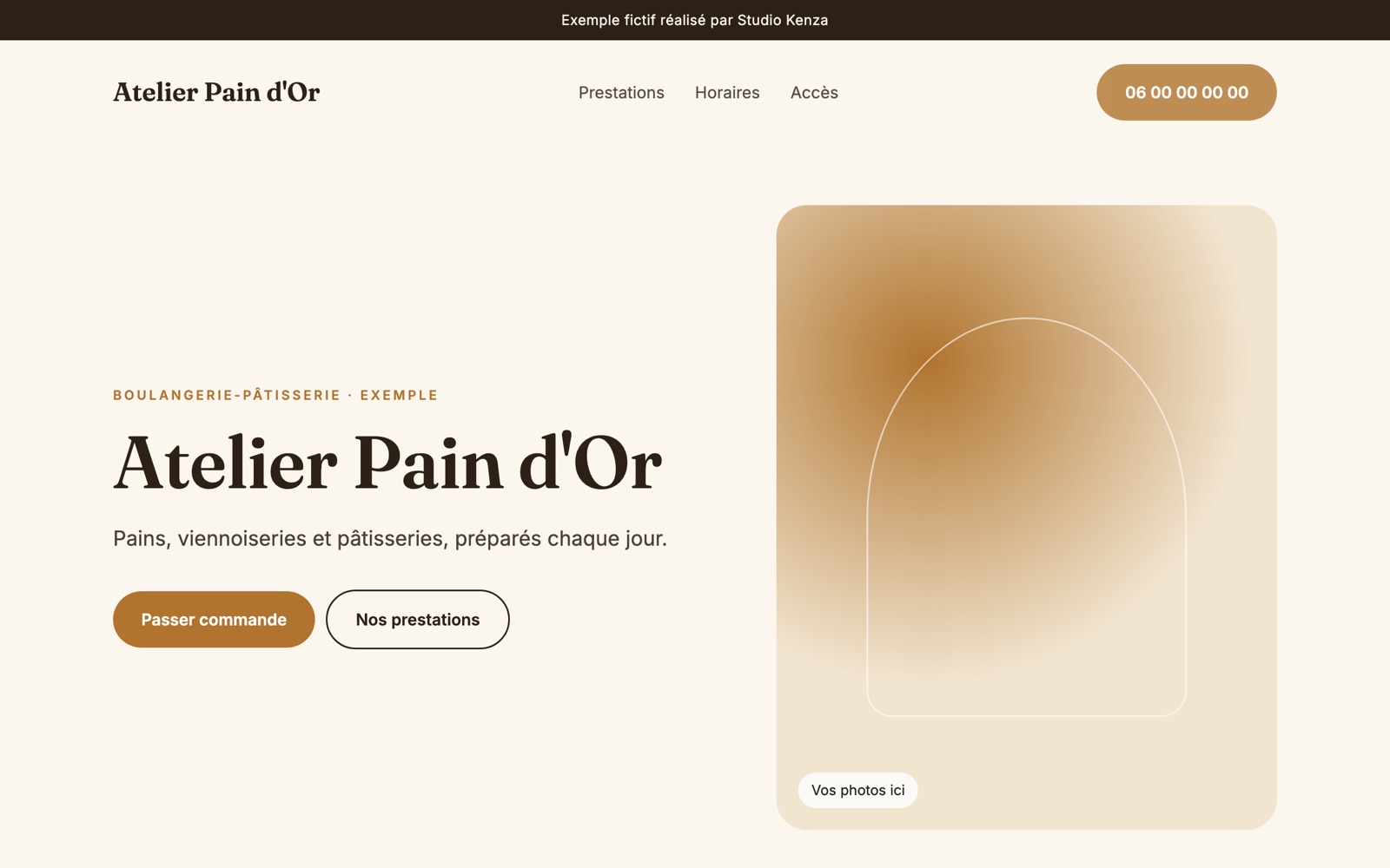 Site d'exemple Atelier Pain d'Or, boulangerie