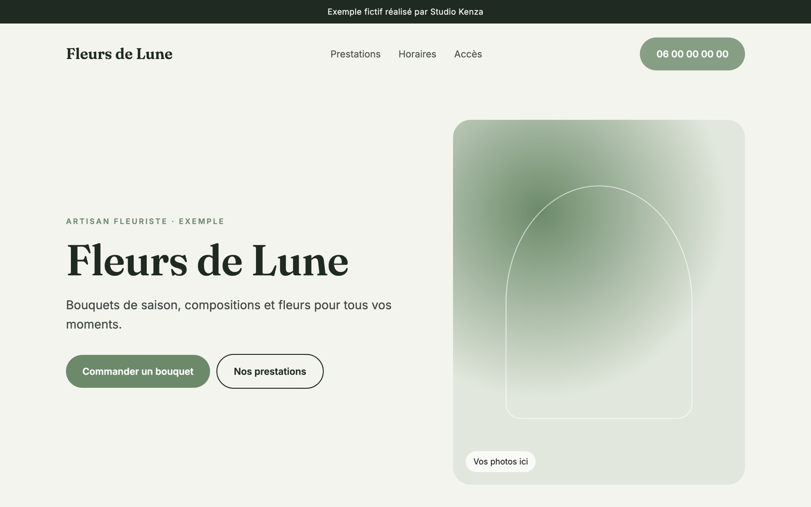 Site d'exemple Fleurs de Lune, fleuriste