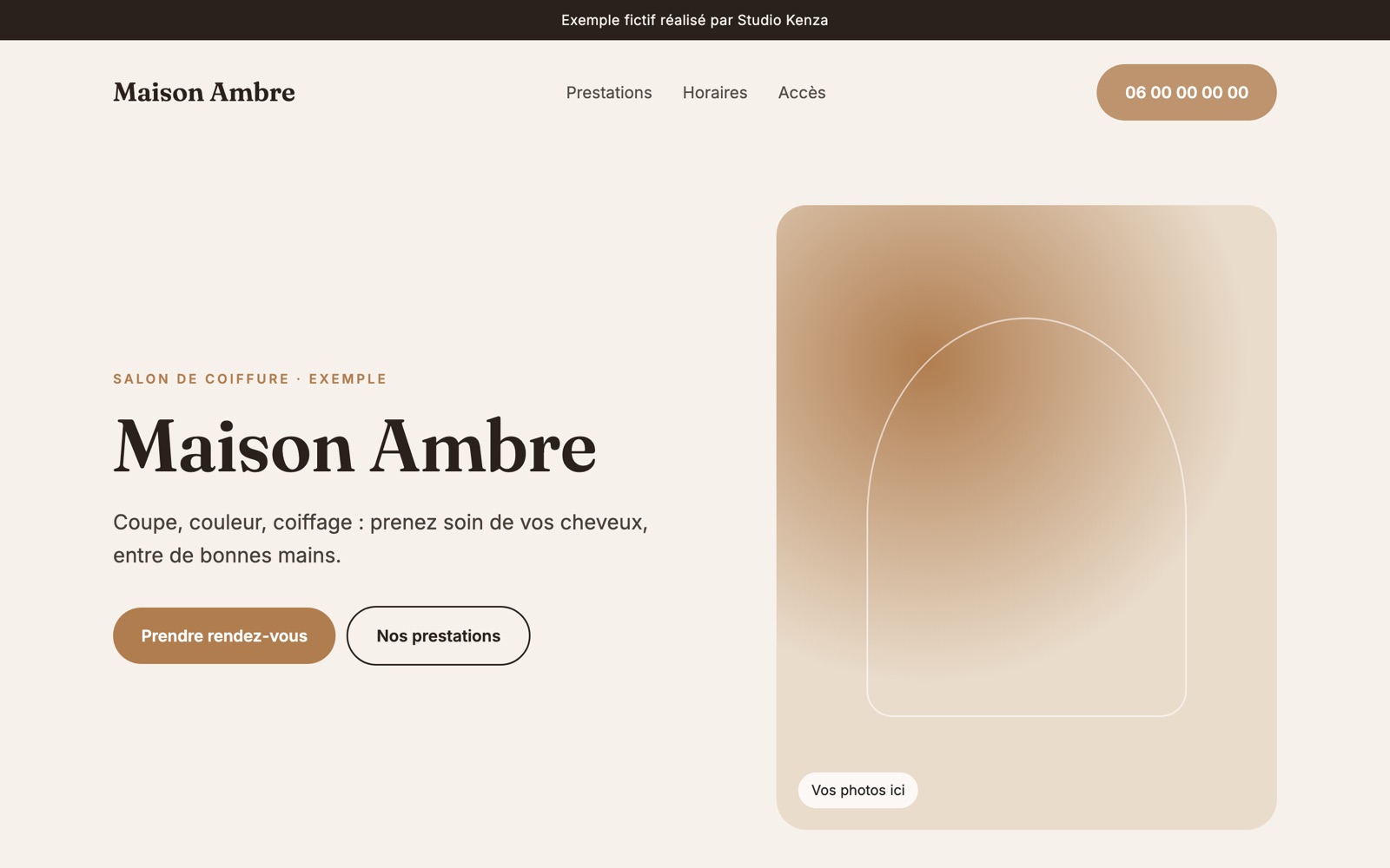 Site d'exemple Maison Ambre, salon de coiffure
